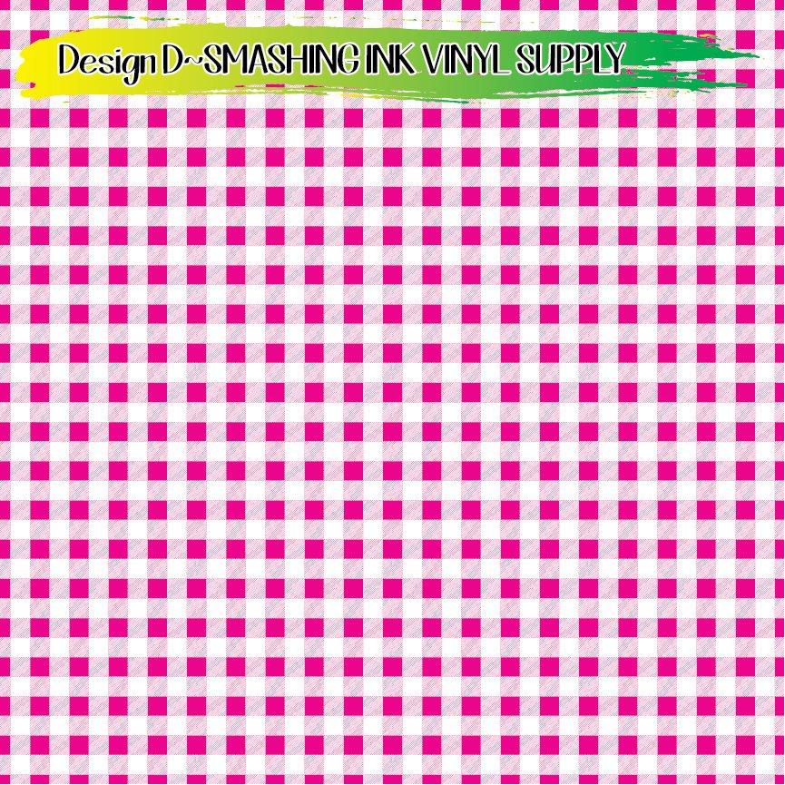 Pink White Gingham ★ Printed Vinyl Sheets | Faux Leather | Laser Safe