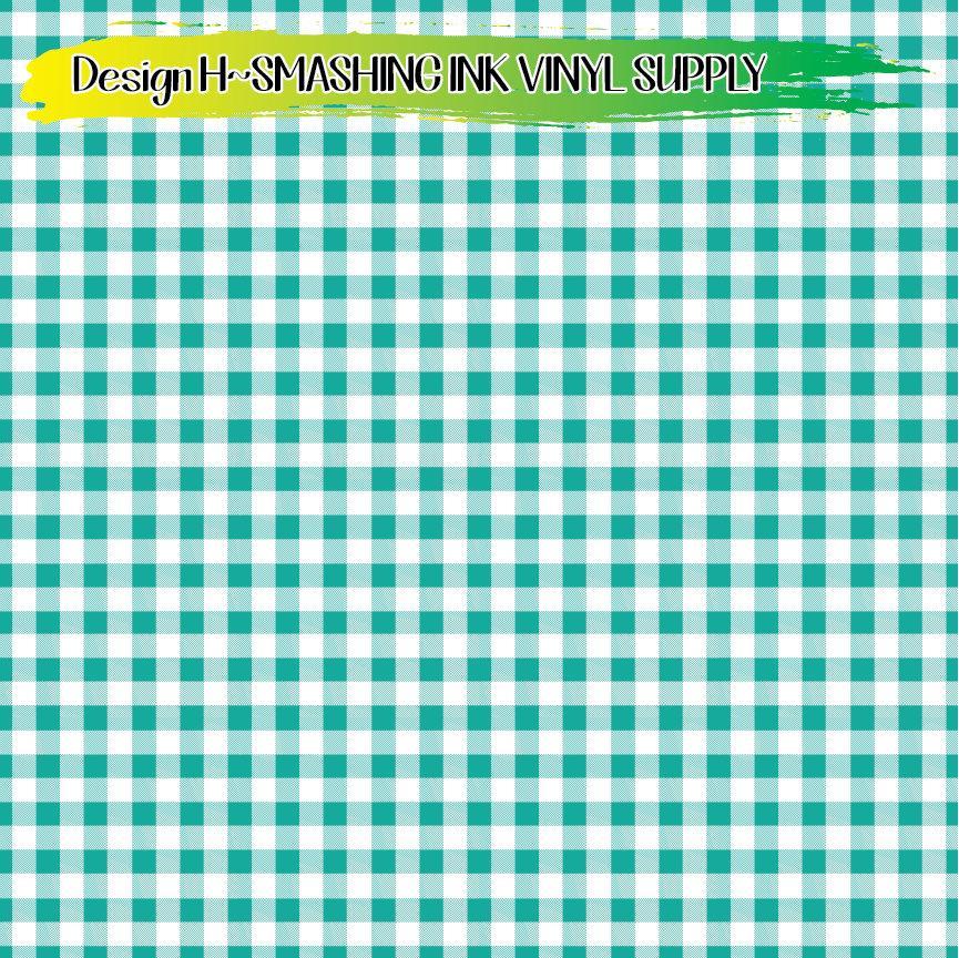 Teal Gingham ★ Printed Vinyl Sheets | Faux Leather | Laser Safe