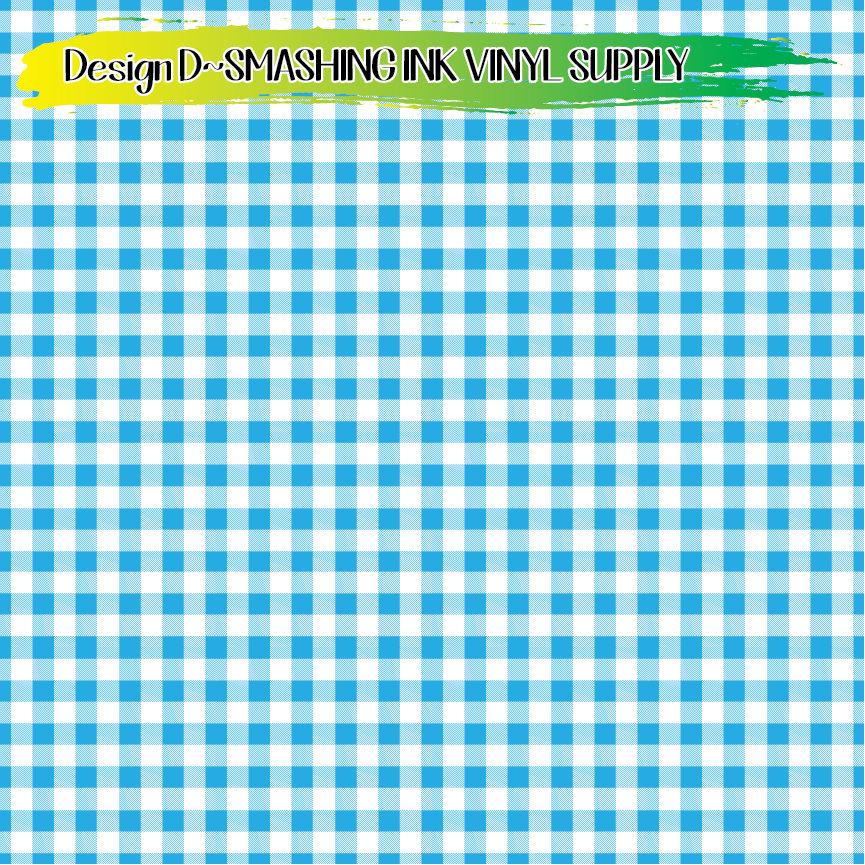 Light Blue Gingham ★ Printed Vinyl Sheets | Faux Leather | Laser Safe
