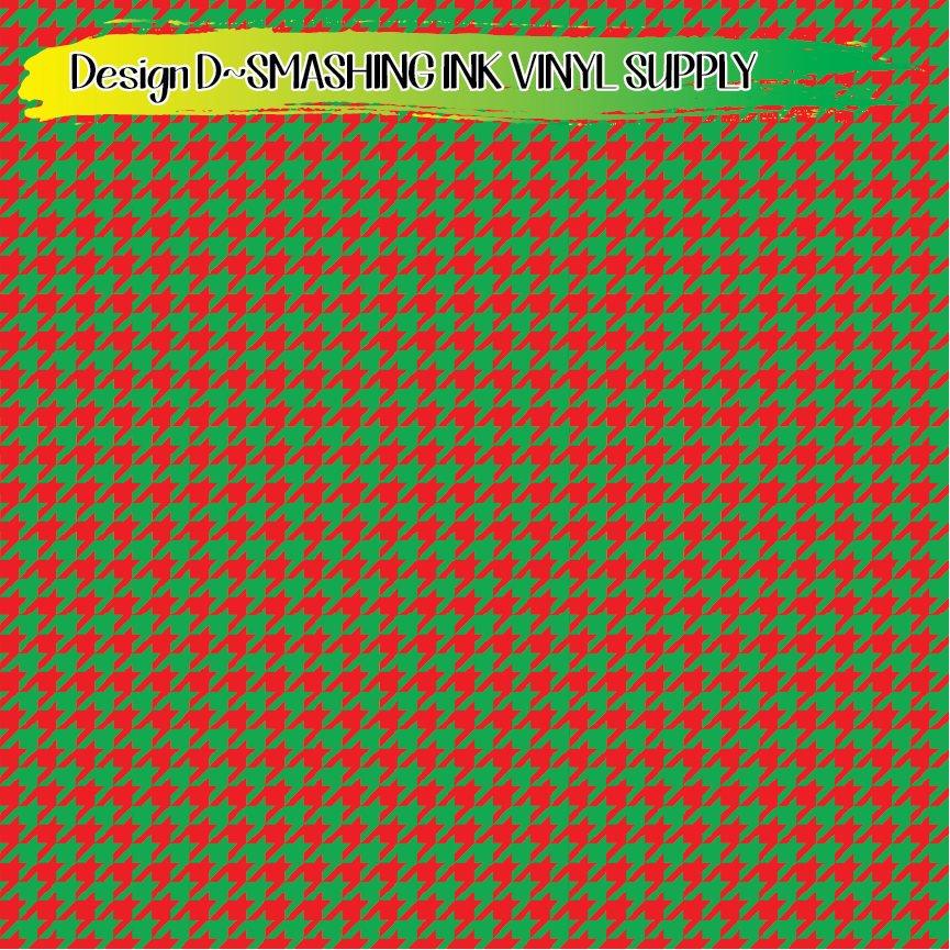 Red Green Houndstooth ★ Printed Vinyl Sheets | Faux Leather | Laser Safe