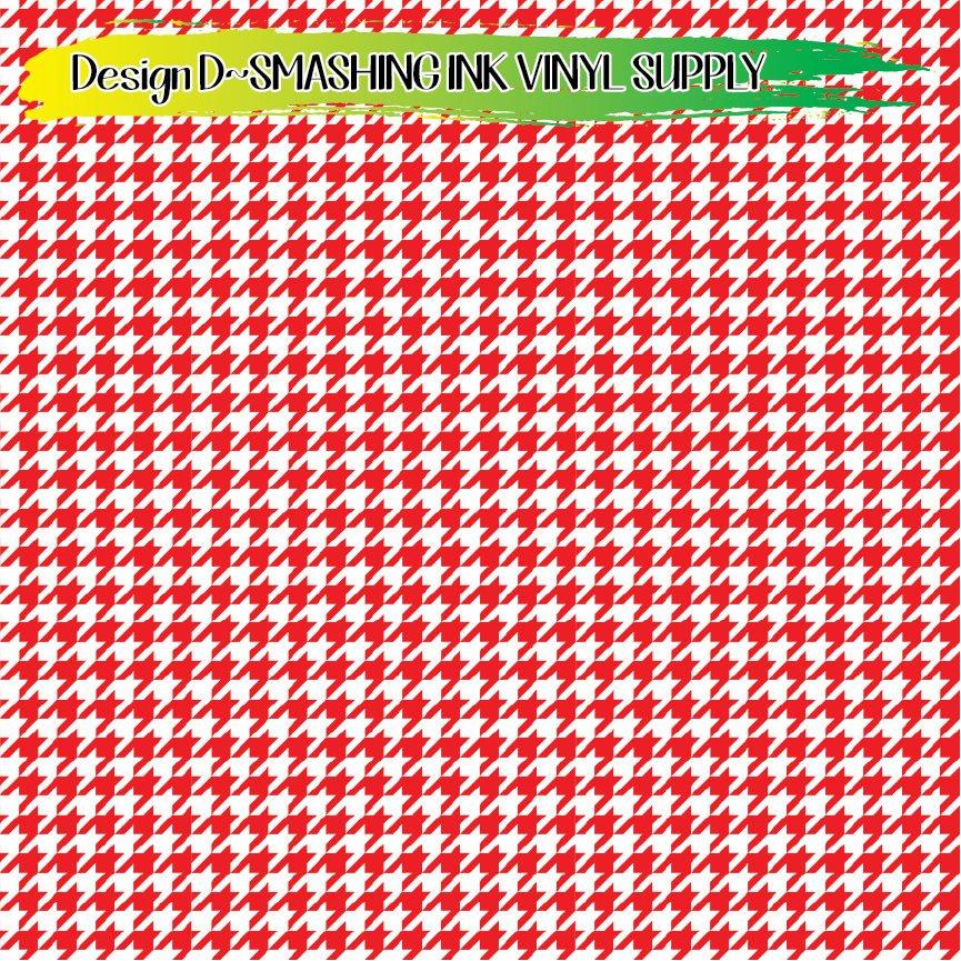 Red White Houndstooth ★ Printed Sheets | Faux Leather | Laser Safe