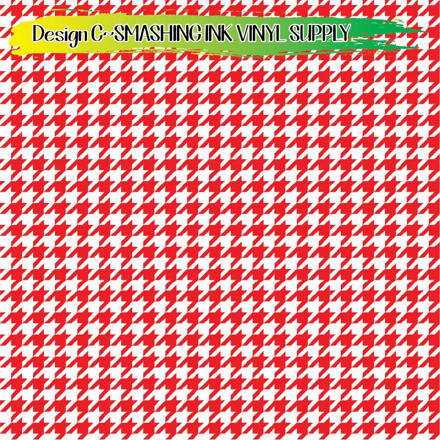 Red White Houndstooth ★ Printed Sheets | Faux Leather | Laser Safe