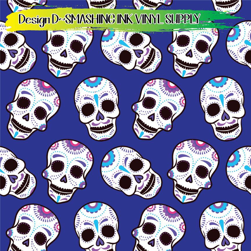 Sugar Skull Printed ★ Printed Vinyl Sheets | Faux Leather | Laser Safe