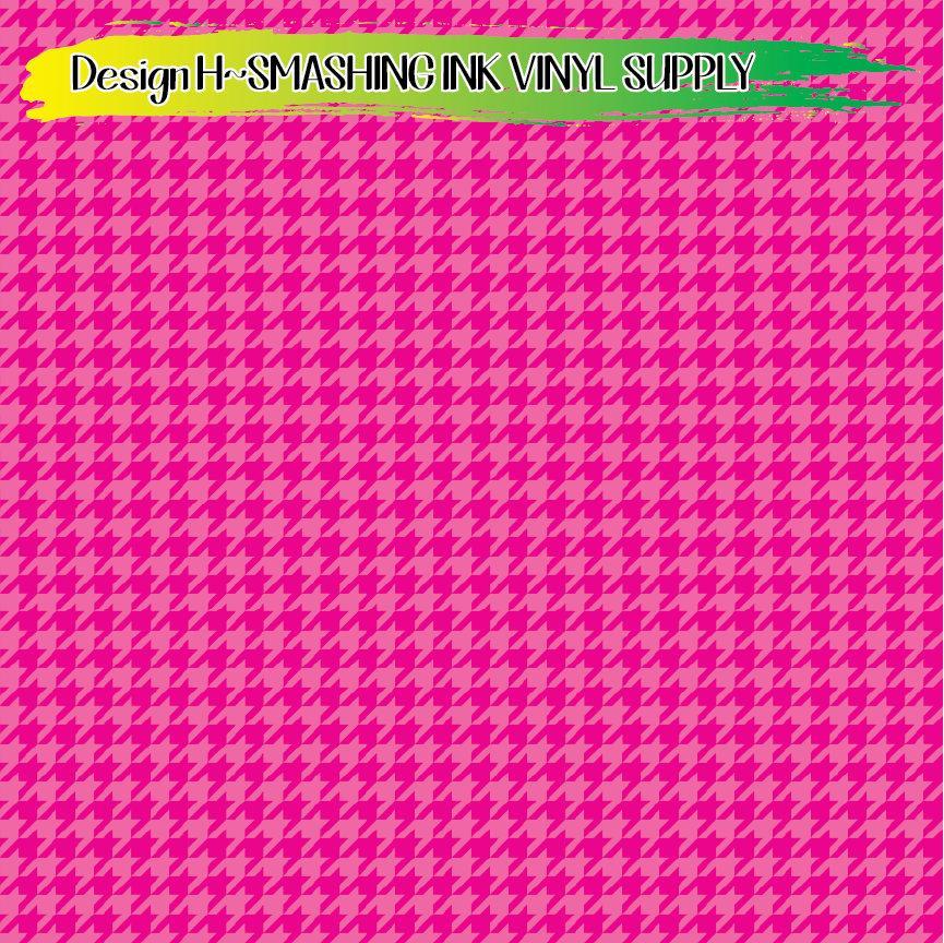Pink Houndstooth ★ Printed Vinyl Sheets | Faux Leather | Laser Safe