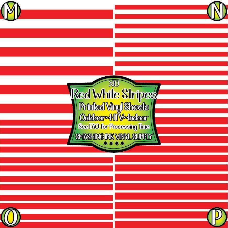 Red White Stripes ★ Printed Vinyl Sheets | Faux Leather | Laser Safe
