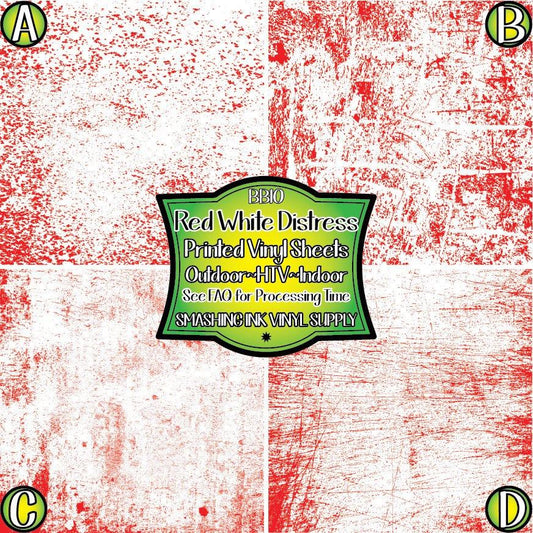 Red White Distress ★ Printed Sheets | Faux Leather | Laser Safe