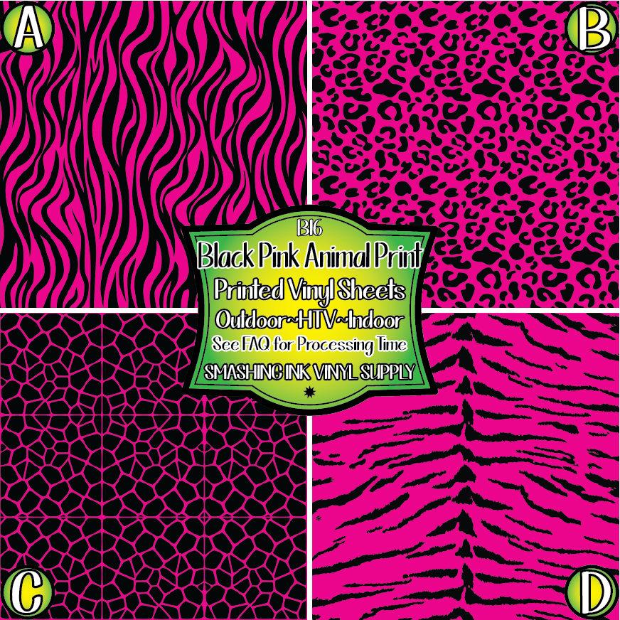 Pink & Black Cow Patterned HTV Vinyl, Outdoor Adhesive Vinyl or Heat  Transfer Vinyl