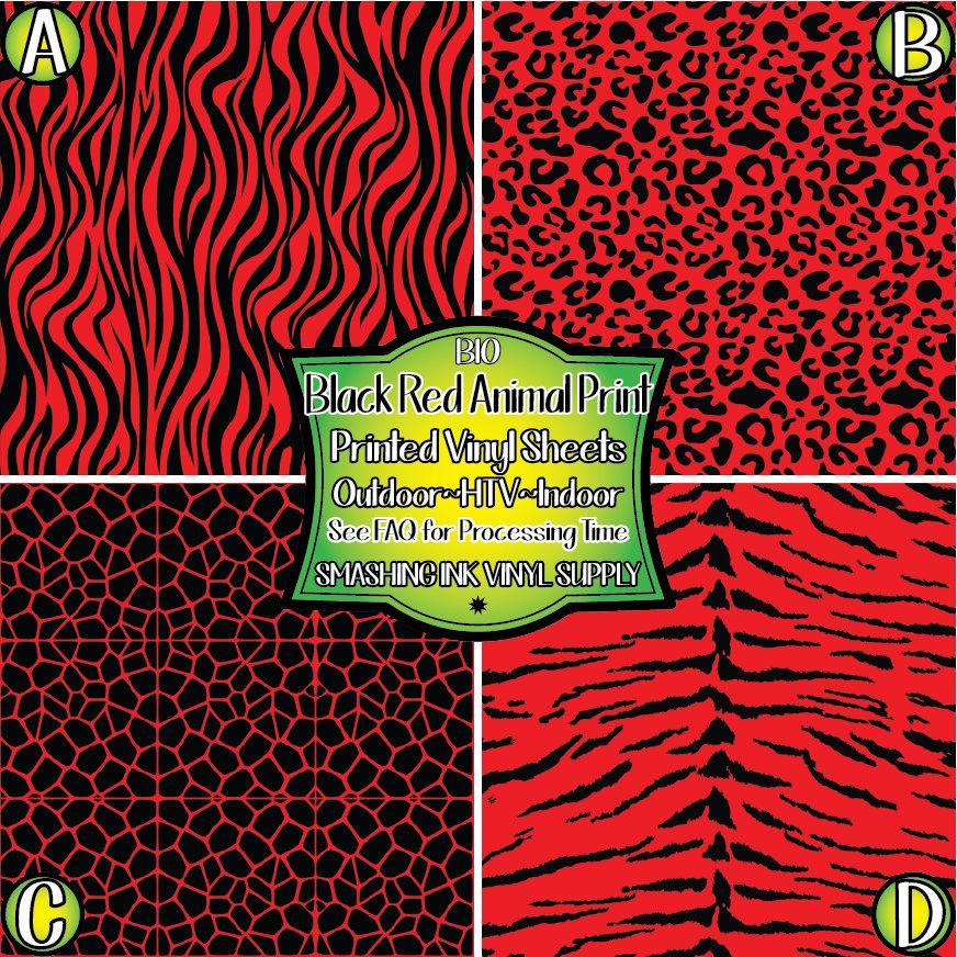 Red Black Animal Print ☆ Pattern Vinyl, Faux Leather