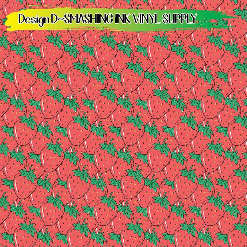 Strawberry Pattern ★ Printed Vinyl Sheets | Faux Leather | Laser Safe