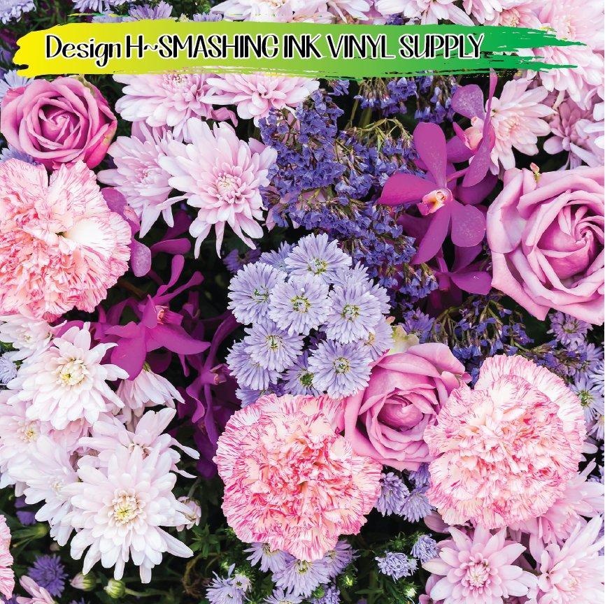 Purple and White Flowers ★ Printed Vinyl Sheets | Faux Leather | Laser Safe