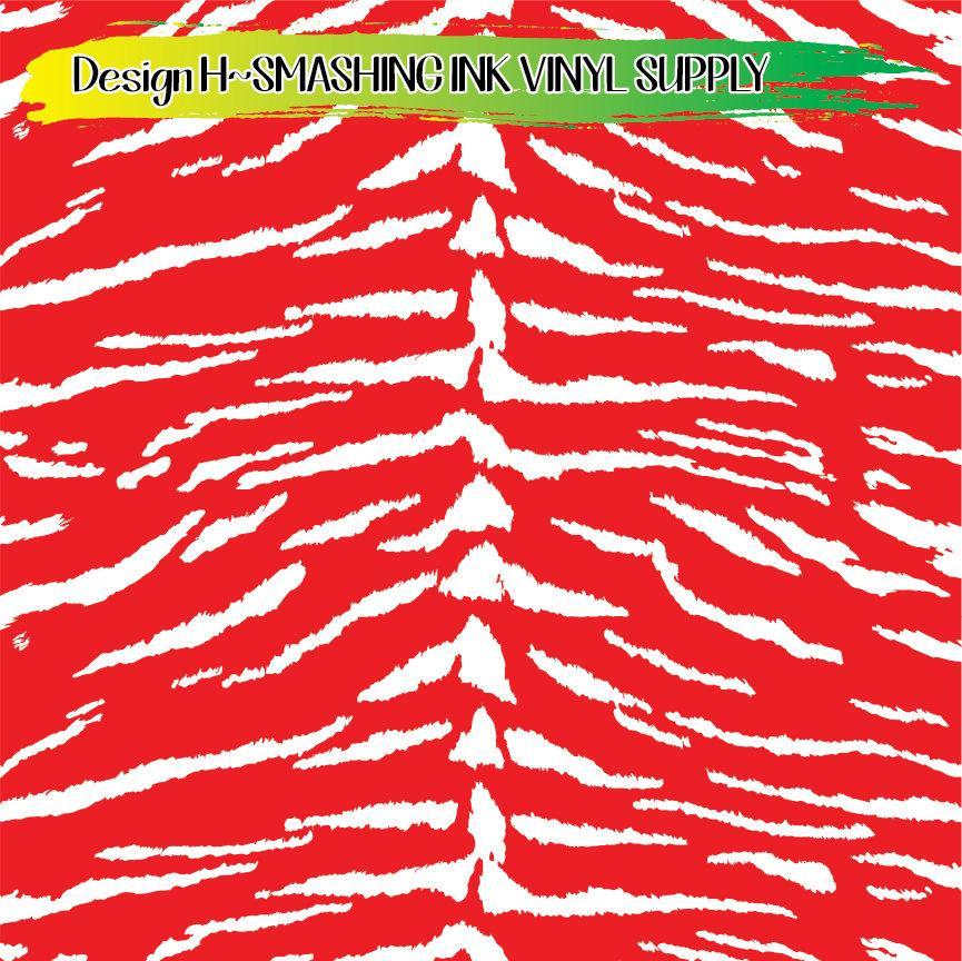 Red White Animal Print ★ Printed Vinyl Sheets | Faux Leather | Laser Safe