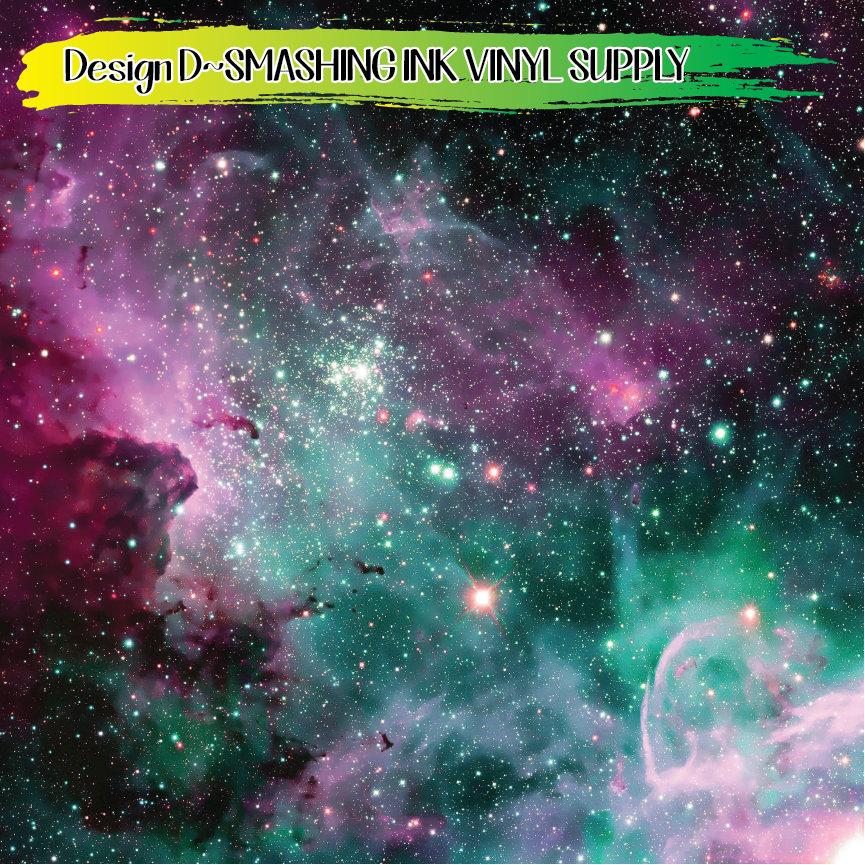 Purple Pink Teal Galaxy ★ Printed Vinyl Sheets | Faux Leather | Laser Safe