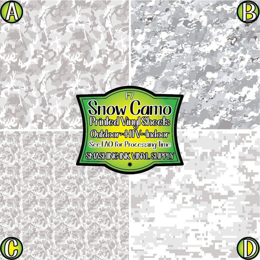 Snow Camo ★ Pattern Vinyl | Faux Leather | Sublimation (TAT 3 BUS DAYS)