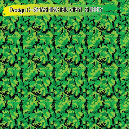Green Camo ★ Pattern Vinyl | Faux Leather | Sublimation (TAT 3 BUS DAYS)