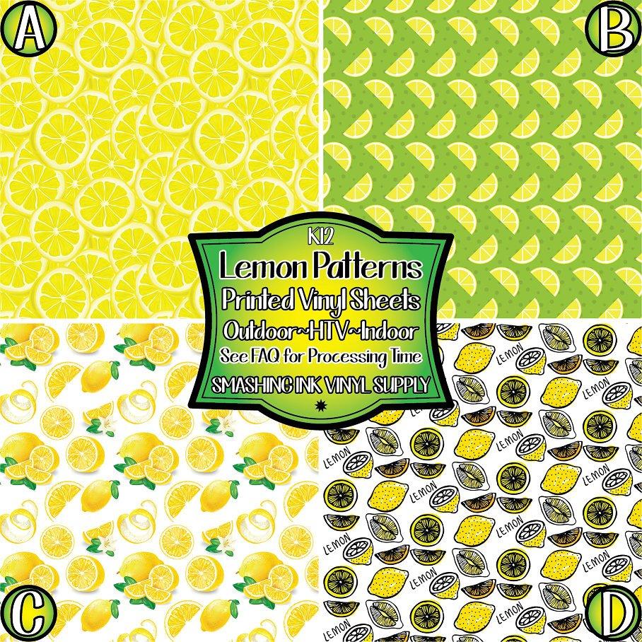Lemon Patterns ★ Printed Sheets | Faux Leather | Laser Safe