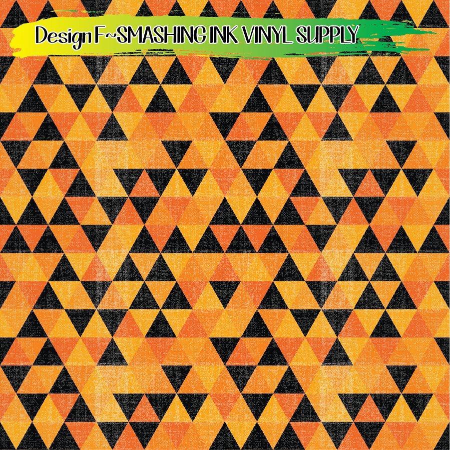 Orange Black Geometric ★ Pattern Vinyl | Faux Leather | Sublimation (TAT 3 BUS DAYS)