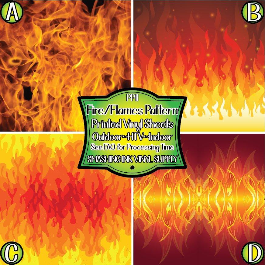 Flame Pattern ★ Printed Sheets | Faux Leather | Laser Safe