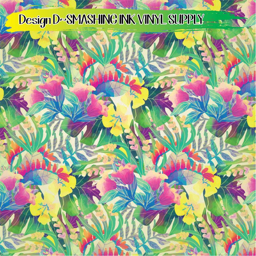 Summer Tropical Floral ★ Printed Vinyl Sheets | Faux Leather | Laser Safe