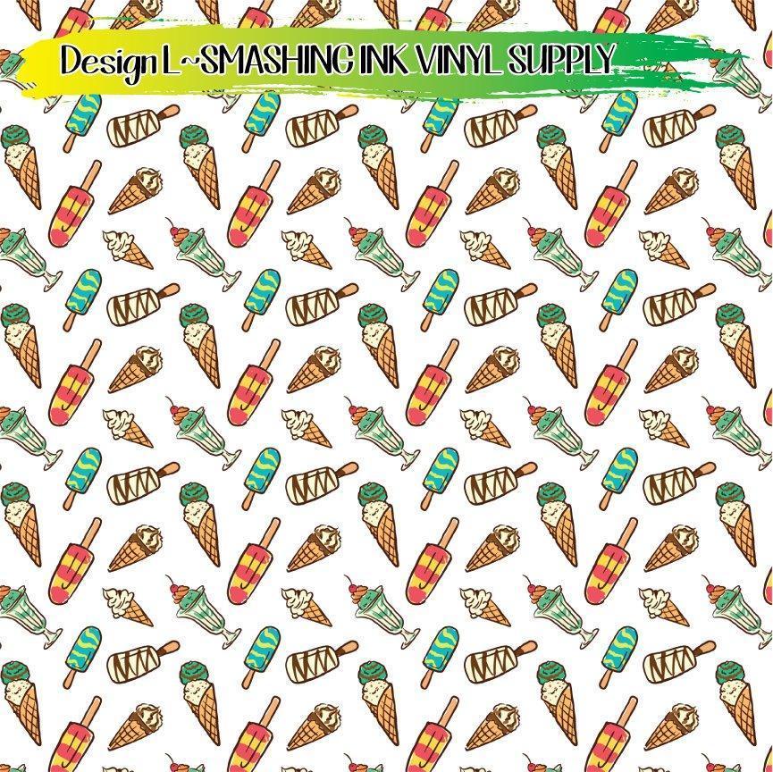 Ice Cream Pattern ★ Printed Vinyl Sheets | Faux Leather | Laser Safe