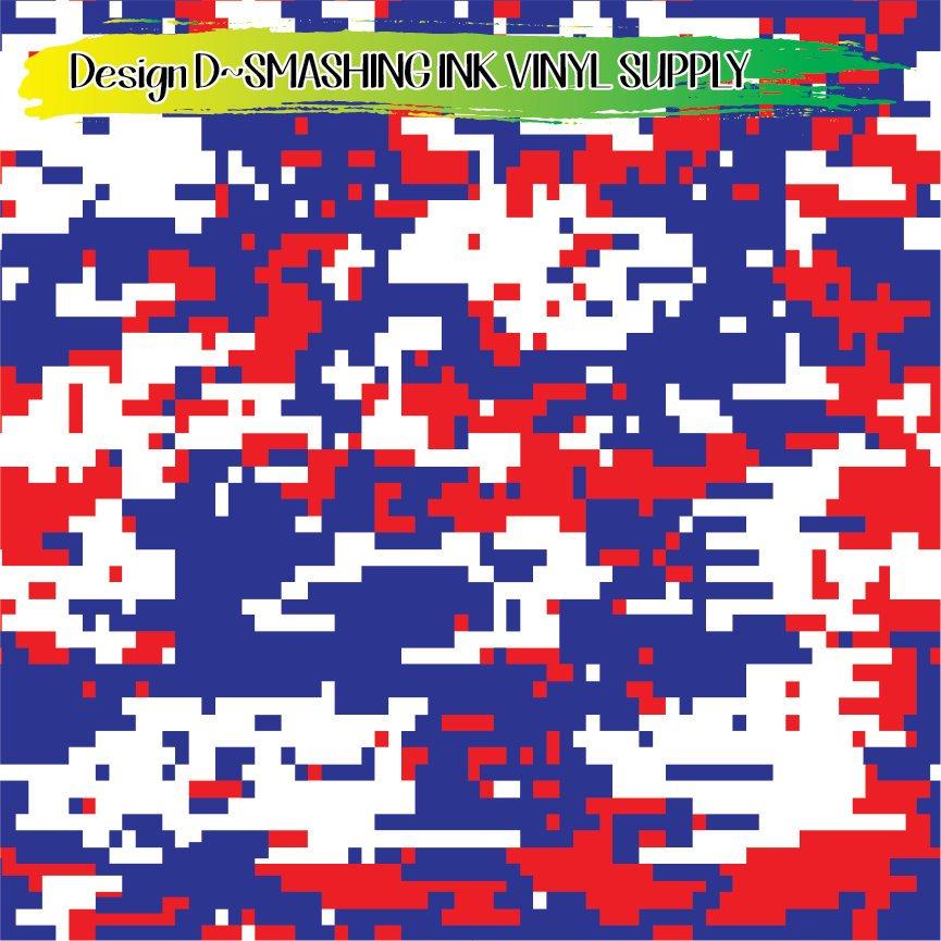 Patriotic Camo ★ Printed Vinyl Sheets | Faux Leather | Laser Safe