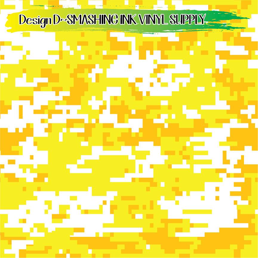 Yellow Camo ★ Printed Vinyl Sheets | Faux Leather | Laser Safe