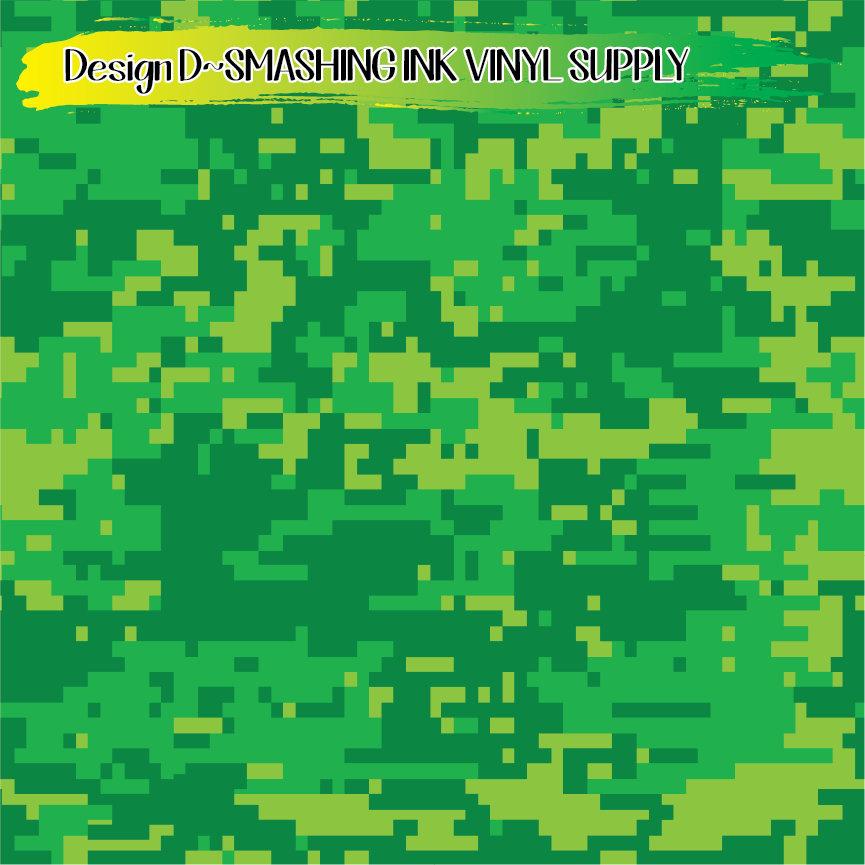 Green Camo ★ Printed Vinyl Sheets | Faux Leather | Laser Safe