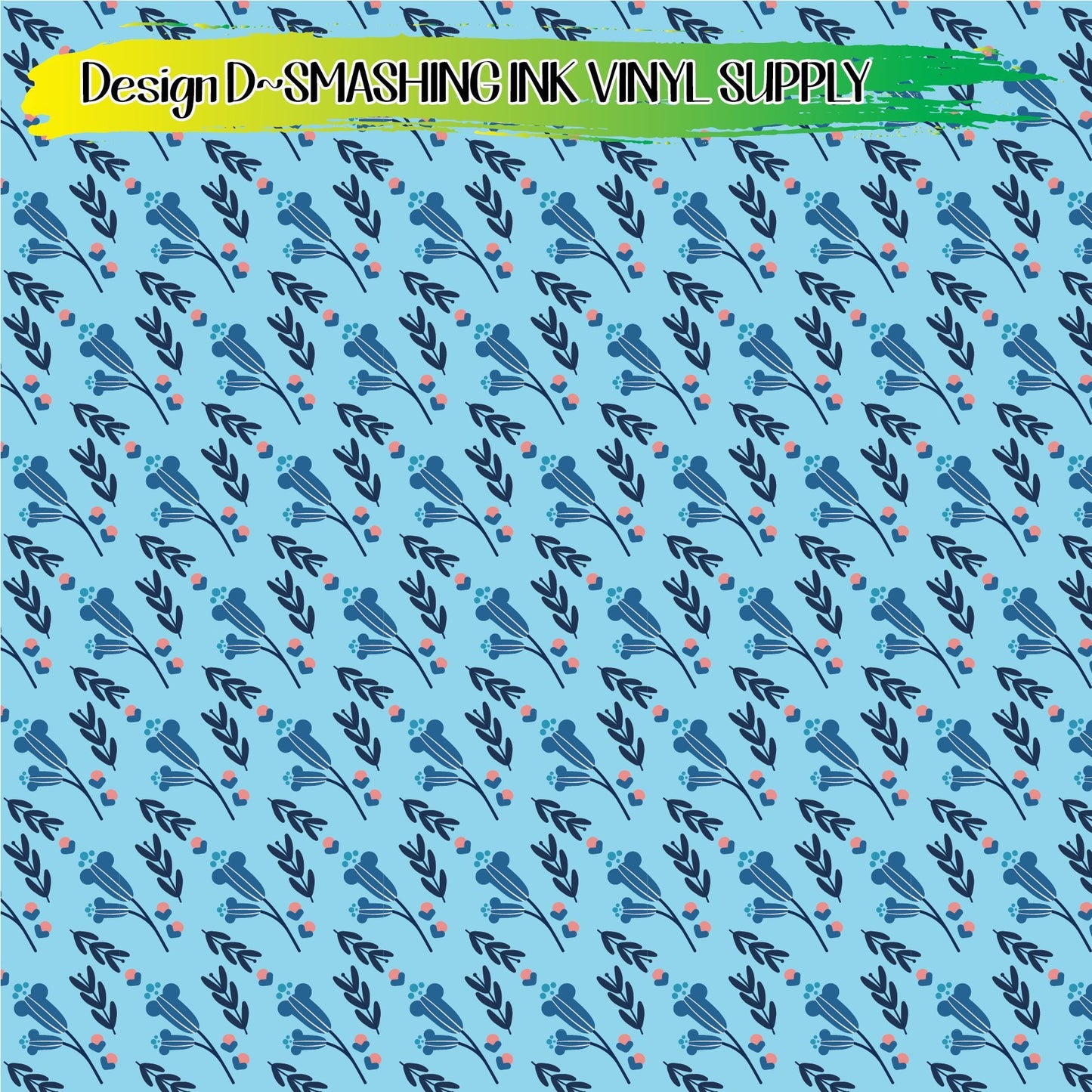 Blue Floral Pattern ★ Printed Vinyl Sheets | Faux Leather | Laser Safe