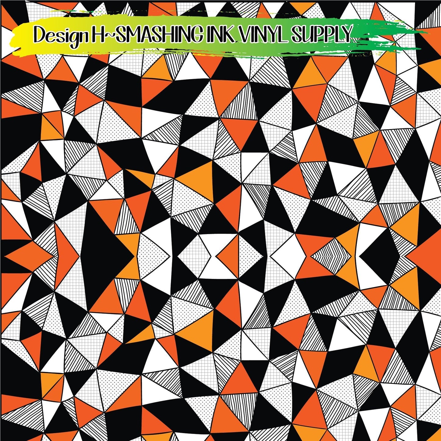 Orange Black Geometric ★ Printed Vinyl Sheets | Faux Leather | Laser Safe