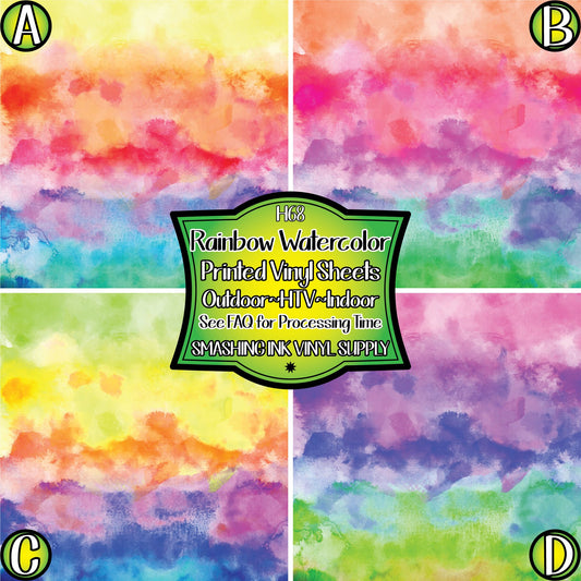 Rainbow Watercolor ★ Pattern Vinyl | Faux Leather | Sublimation (TAT 3 BUS DAYS)