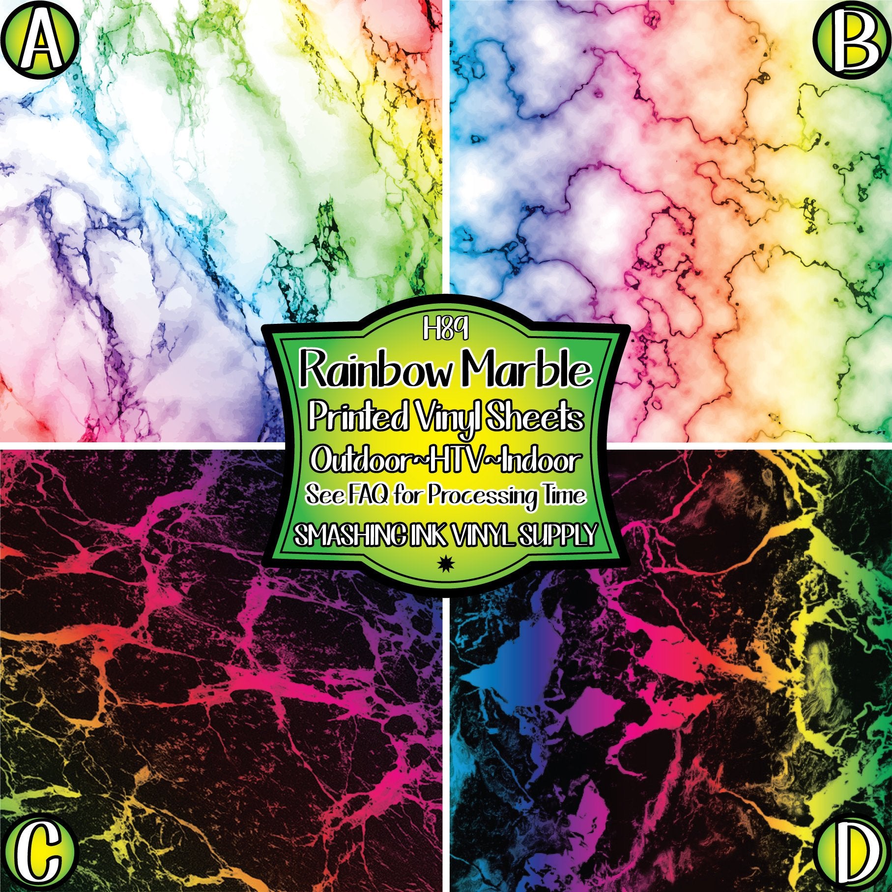 Rainbow Marble ☆ Pattern Vinyl, Faux Leather