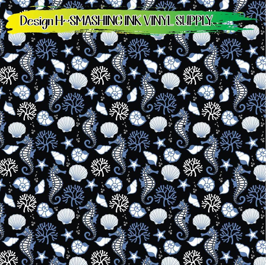 Blue Sea Creatures ★ Printed Vinyl Sheets | Faux Leather | Laser Safe