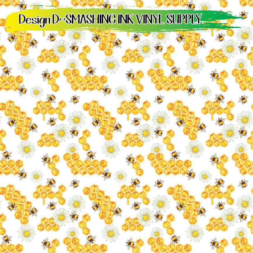 Honey Bee Pattern ★ Printed Vinyl Sheets | Faux Leather | Laser Safe