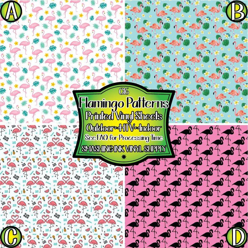 Flamingo Bird Pattern ★ Printed Vinyl Sheets | Faux Leather | Laser Safe