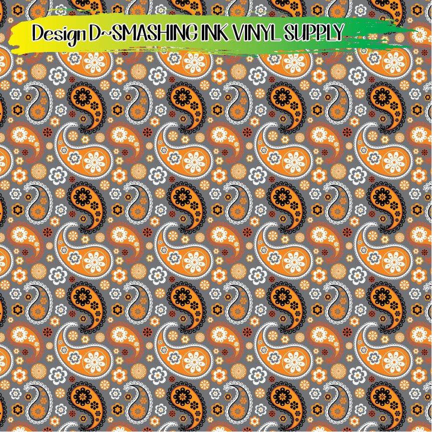 Halloween Paisley ★ Printed Vinyl Sheets | Faux Leather | Laser Safe