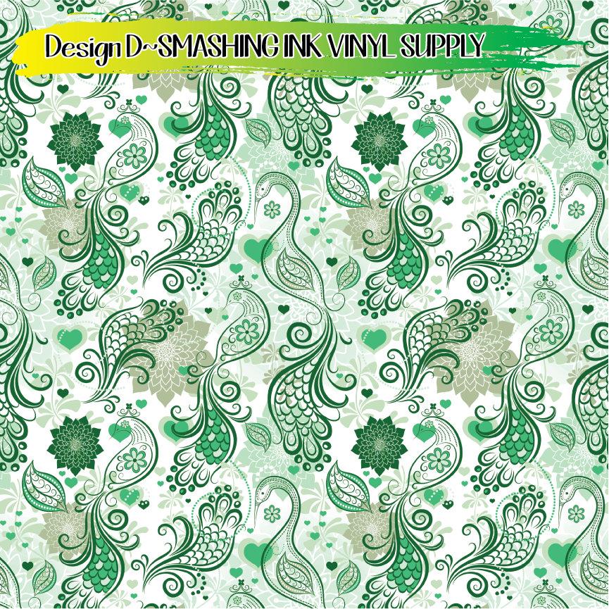 Floral Peacock ★ Printed Vinyl Sheets | Faux Leather | Laser Safe