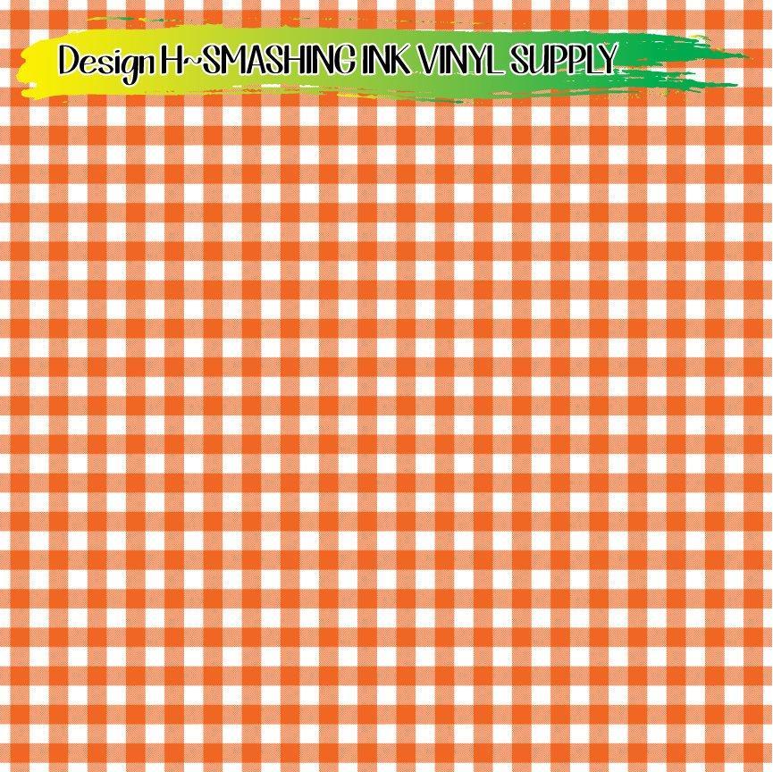 Orange Gingham Plaid ★ Printed Vinyl Sheets | Faux Leather | Laser Safe