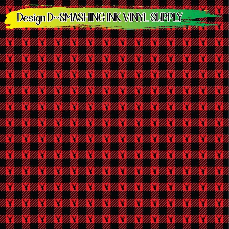 Deer Buffalo Plaid ★ Printed Vinyl Sheets | Faux Leather | Laser Safe