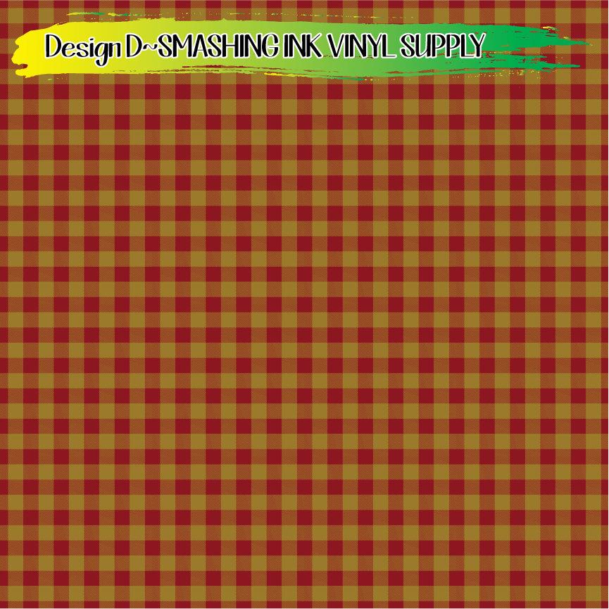 Burgundy Gold Buffalo Plaid ★ Printed Vinyl Sheets | Faux Leather | Laser Safe