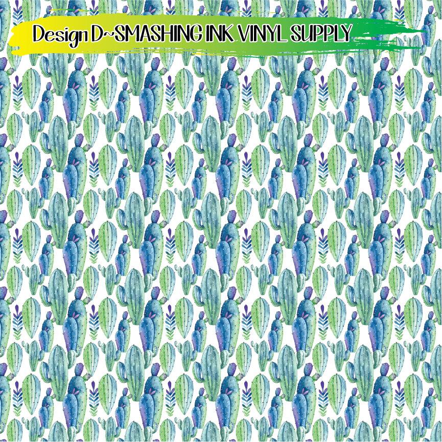 Watercolor Cactus ★ Printed Vinyl Sheets | Faux Leather | Laser Safe