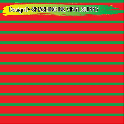 Green Red Stripes ★ Pattern Vinyl | Faux Leather | Sublimation (TAT 3 BUS DAYS)