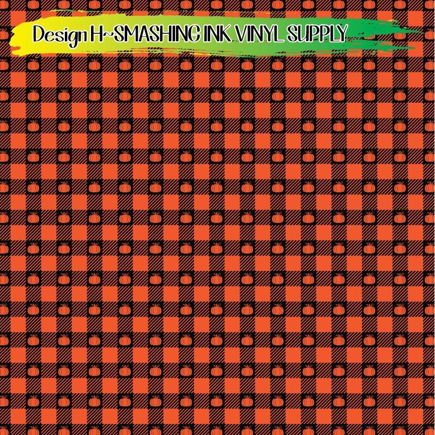 Pumpkin Plaid ★ Printed Vinyl Sheets | Faux Leather | Laser Safe