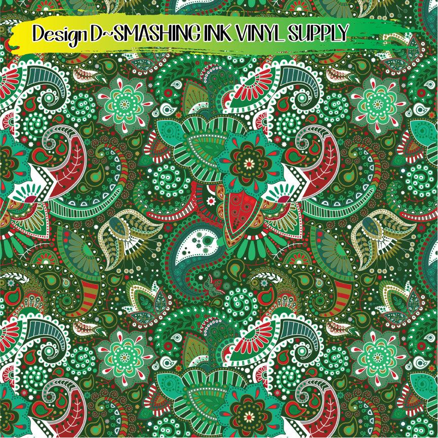 Christmas Paisley ★ Printed Vinyl Sheets | Faux Leather | Laser Safe