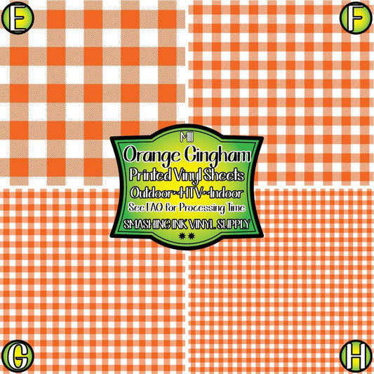 Orange Gingham Plaid ★ Pattern Vinyl | Faux Leather | Sublimation (TAT 3 BUS DAYS)