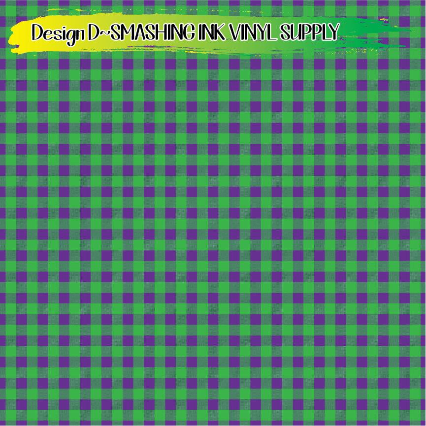 Green Purple Buffalo Plaid ★ Printed Vinyl Sheets | Faux Leather | Laser Safe
