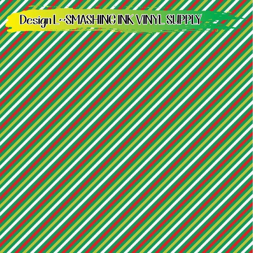 Holiday Stripes ★ Printed Vinyl Sheets | Faux Leather | Laser Safe