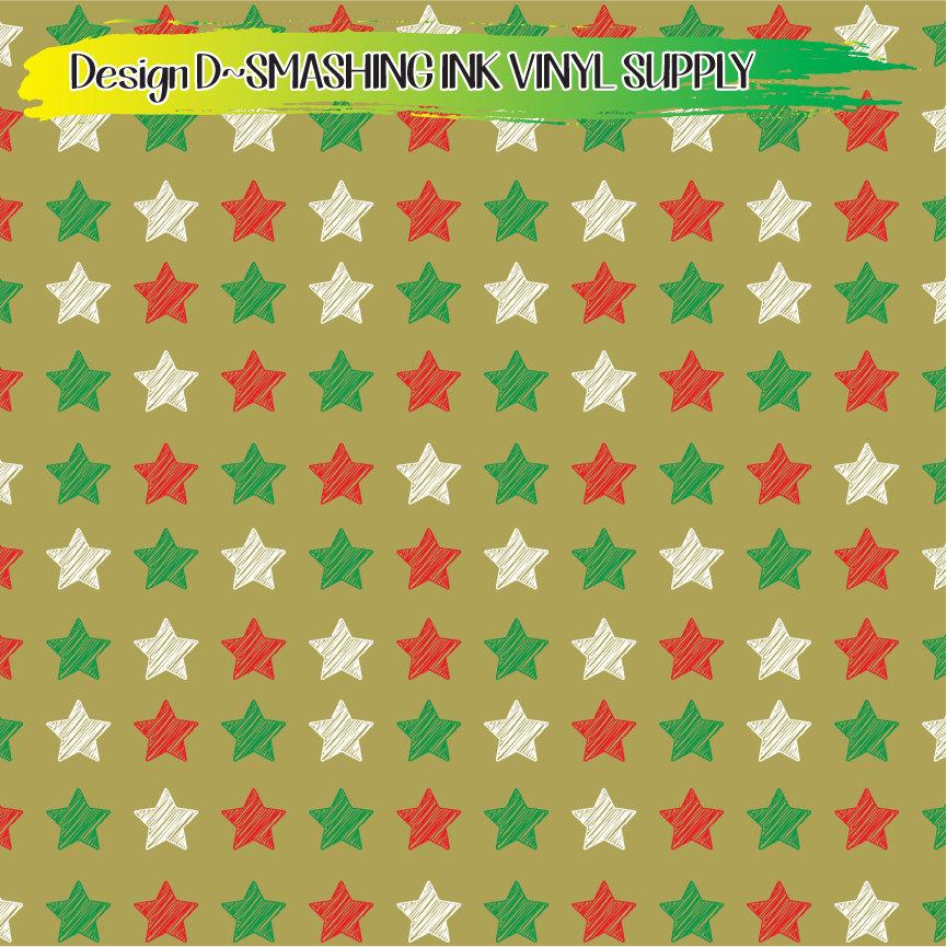 Christmas Stars ★ Printed Vinyl Sheets | Faux Leather | Laser Safe