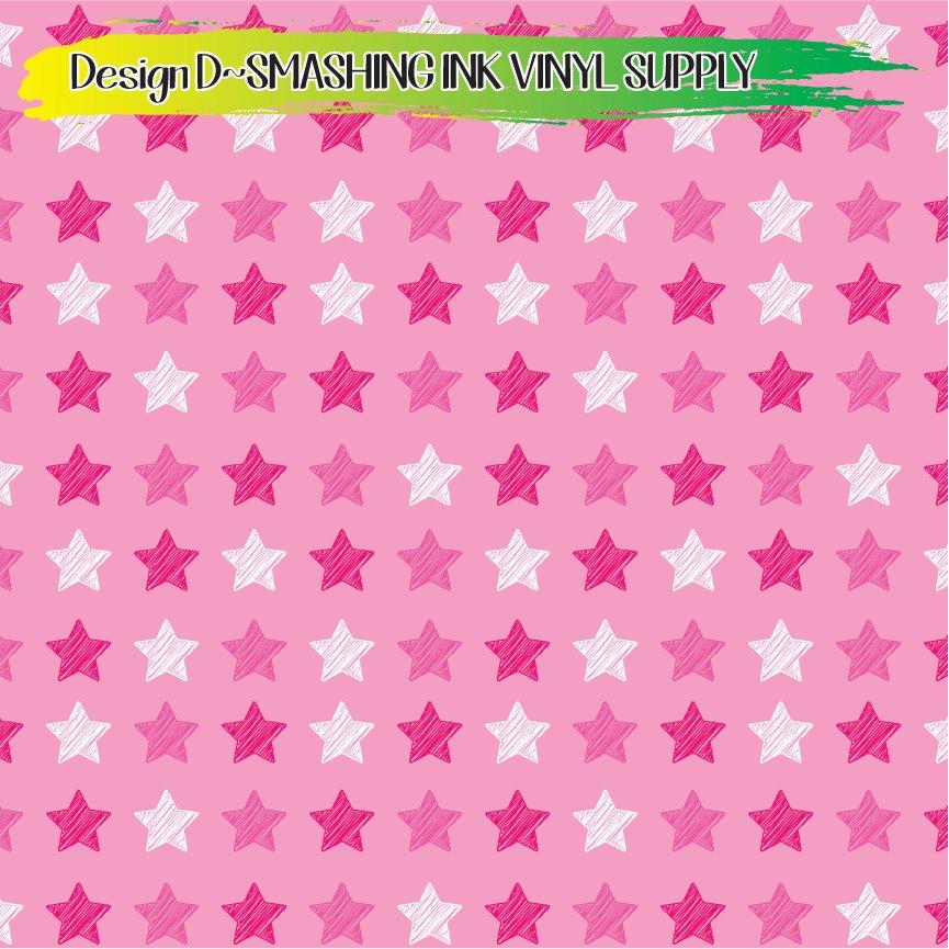 Pink Stars ★ Printed Vinyl Sheets | Faux Leather | Laser Safe