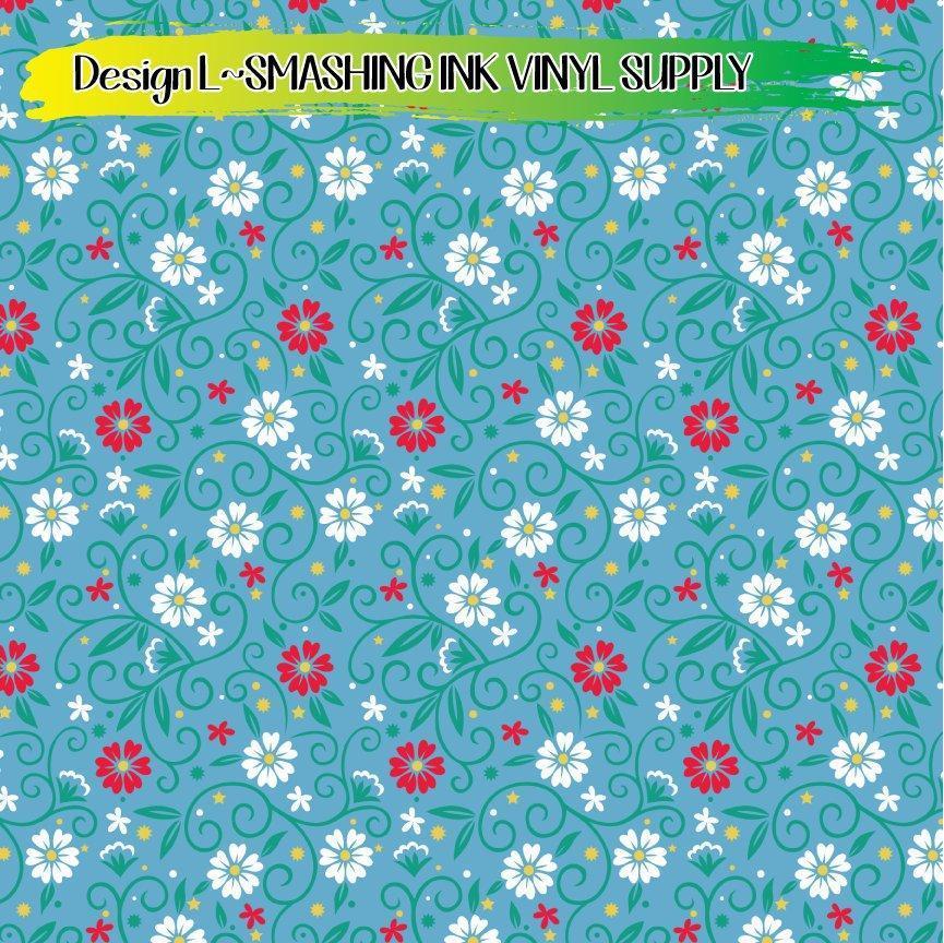 Christmas Floral ★ Printed Vinyl Sheets | Faux Leather | Laser Safe