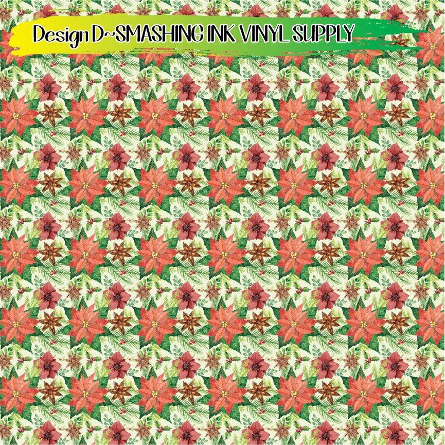 Poinsetta Pattern ★ Printed Vinyl Sheets | Faux Leather | Laser Safe