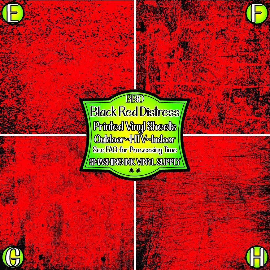 Red Black Distress ★ Printed Vinyl Sheets | Faux Leather | Laser Safe